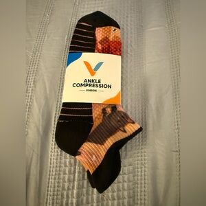 Viasox Black and Multicolor cats in boxes Ankle Compression Socks size M/L
